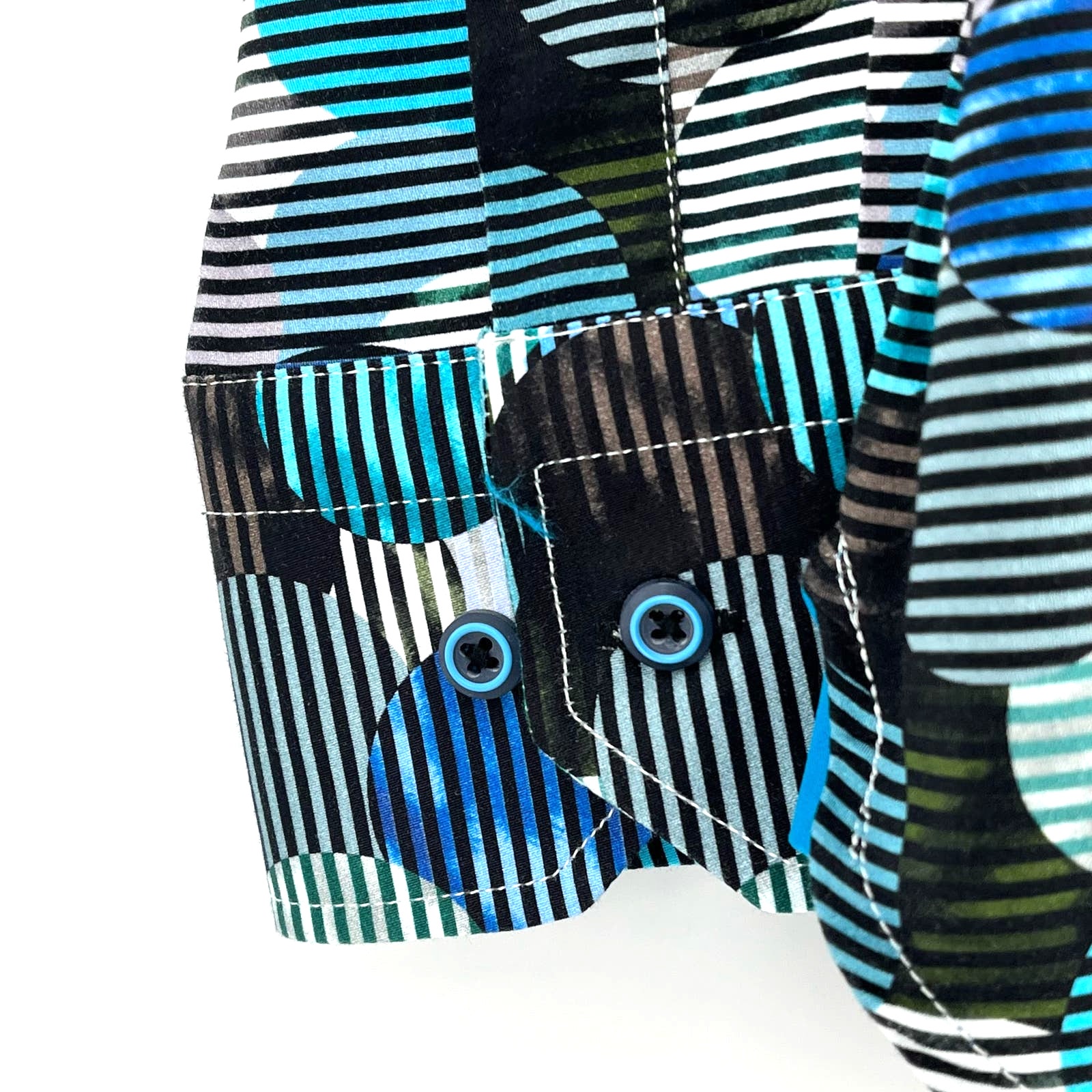 Visconti Black Geometric Circle Stripe Button Up Dress Shirt Size Small — image 3 of 7